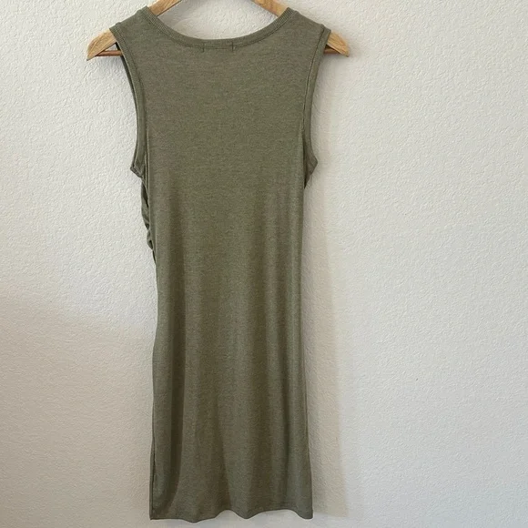 Z Supply Olive Green Triblend Tulip Size S Ruched Tank Dress - Picture 4 of 7